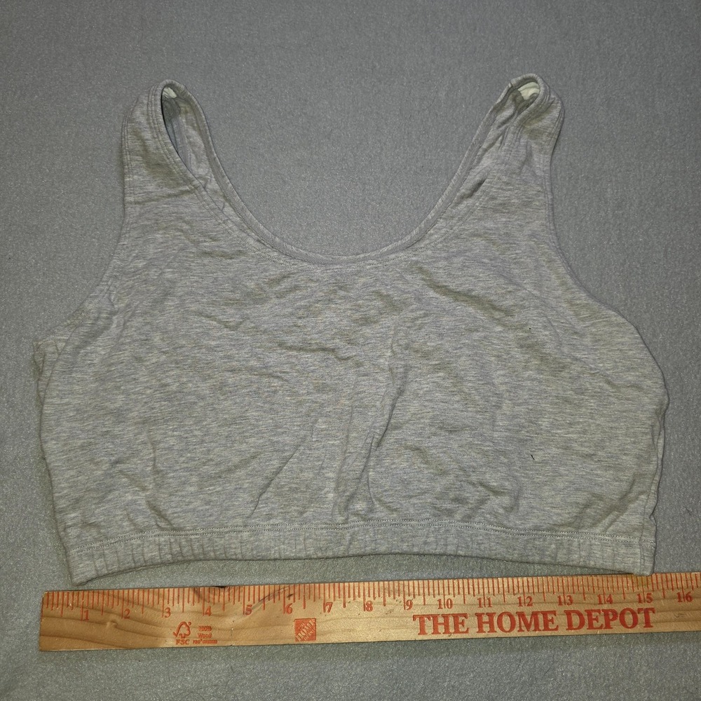 Fruit of the Loom‎ Sports Bra 44 Gray Cotton Lycra Stretch Scoop Neck